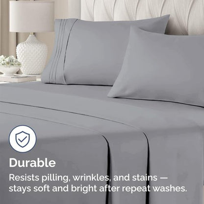 King Standard Pillow Cases | Set of 4 Soft Hotel Quality Covers - Comfy Steel Blue Bedding for All Ages