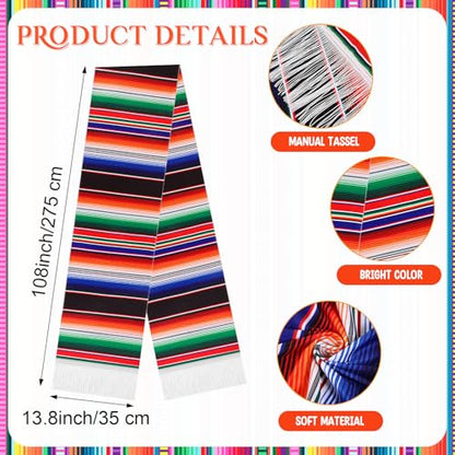 Colorful Mexican Table Runner with Chair Sashes - Fiesta Decor 54 pcs