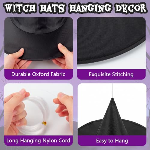 12 Pack Halloween Witch Hats Decorations Outdoor Hanging Decor