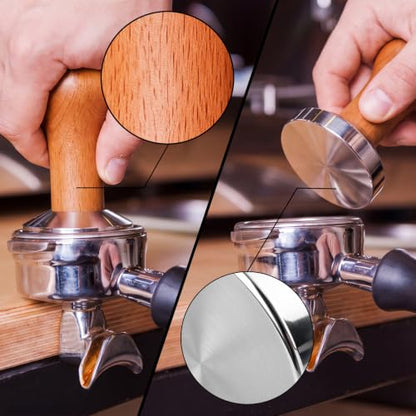 51mm Stainless Steel Espresso Tamper with Dark Wood Handle