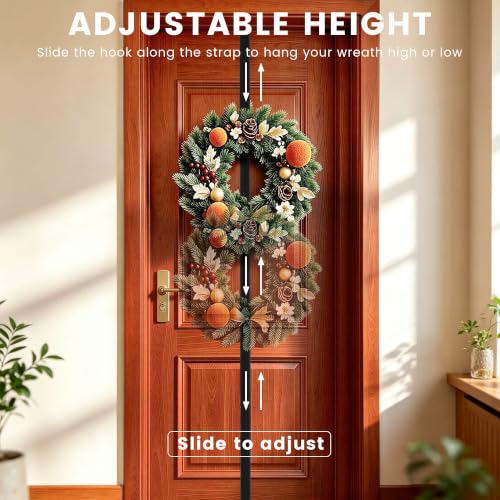 Adjustable Wreath Hanging Hook No Door Damage Black Variation