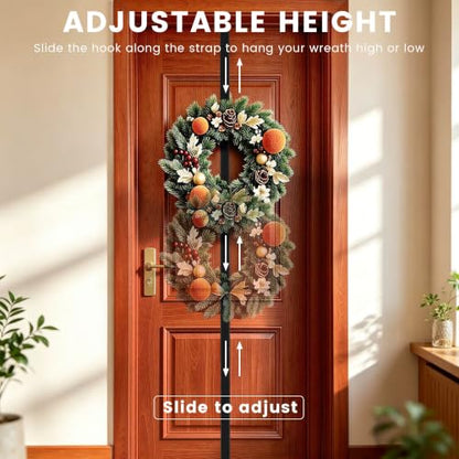 Adjustable Wreath Hanging Hook No Door Damage Black Variation