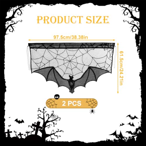 Halloween Lace Curtains Gothic Black Bat Window Decor 2 Pcs - Variation of THIS Listing