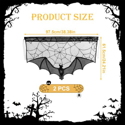 Halloween Lace Curtains Gothic Black Bat Window Decor 2 Pcs - Variation of THIS Listing