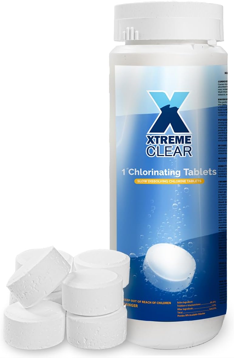 XtremeClear Chlorine Tablets - Long-Lasting 1" Stabilized Tablets for Pools & Spas | 1.5 Pounds