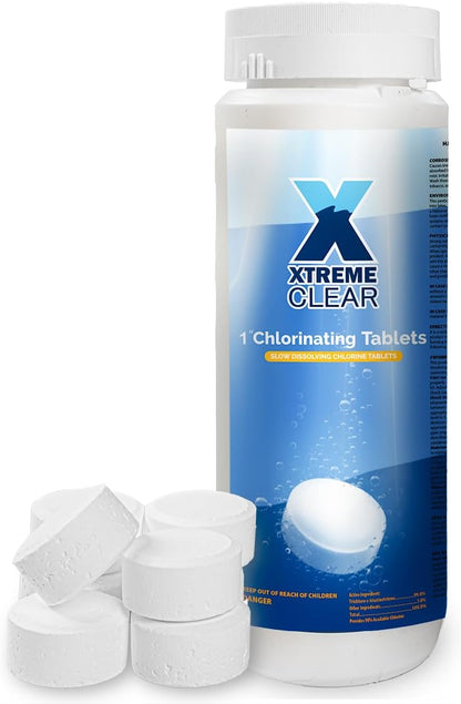 XtremeClear Chlorine Tablets - Long-Lasting 1" Stabilized Tablets for Pools & Spas | 1.5 Pounds