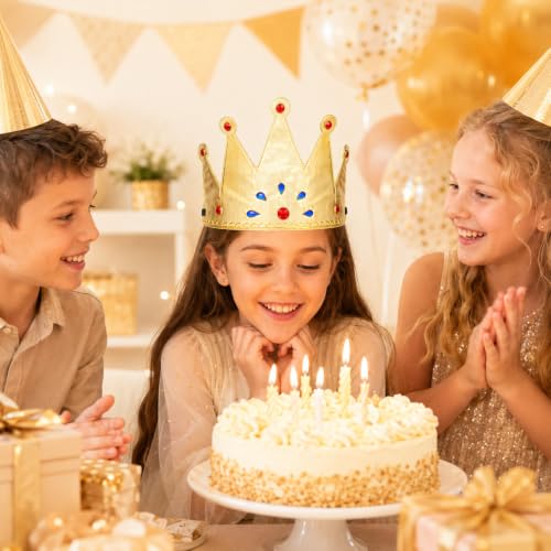 Gold Glitter Paper Crowns Party Set for Halloween, Birthday & Events
