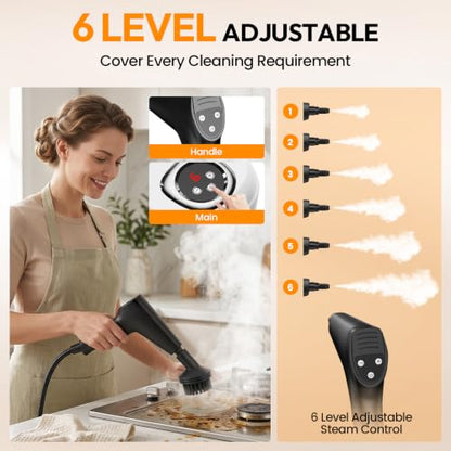 Handheld Steam Cleaner with 6 Adjustable Levels for Home & Car Cleaning