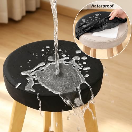 Fuloon Waterproof Round Bar Stool Cover 16-18 Inch Black 2 Pack