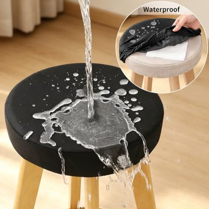 Fuloon Waterproof Round Bar Stool Cover 16-18 Inch Black 2 Pack