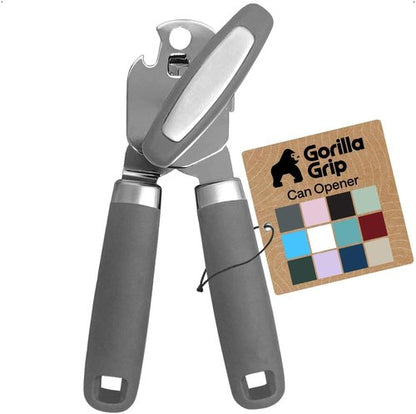 GORILLA GRIP Heavy Duty Can Opener - Stainless Steel, Comfortable Handle, Oversized Knob | Gray
