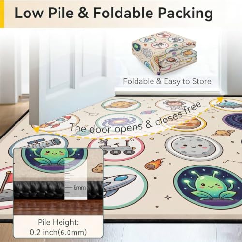 Retro Space Area Rug 3x4ft - Solar System Kids Room Carpet - Variation 5