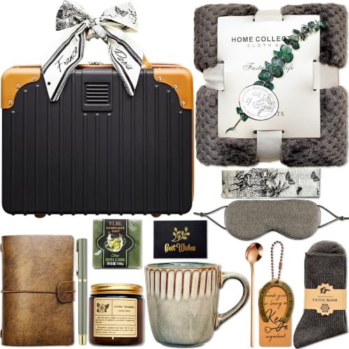 Get Well Care Package for Men & Women - Gray Gift Box with Blanket, Mug, Socks & More