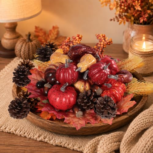 Mini Artificial Pumpkins Fall Decor Set - 54pcs Autumn Harvest Decorations