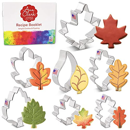 Ann Clark Leaf Cookie Cutters Set of 7 - Fall Leaf Shapes, Made in USA (Variation: 7-Piece Leaves)