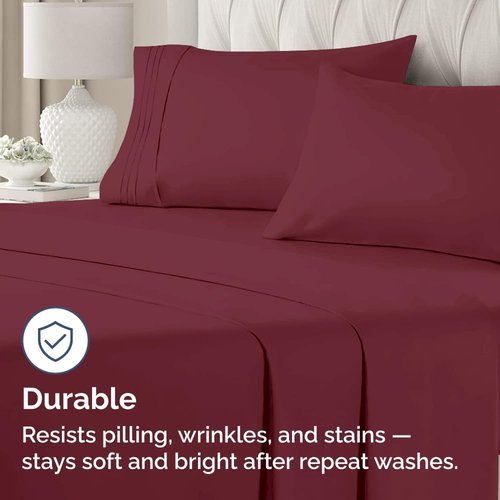 King Pillow Cases by [Brand Name] - Ultra Soft Hotel Quality Covers | Cozy, Wrinkle-Free & Stain Resistant - 4 Piece Set in Burgundy