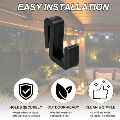 Outdoor String Light Clips Hooks U-Shaped Patio Hangers for Beams - 30 Pack