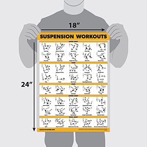 Skiennix Exercise Workout Poster Set - 10 Pack Laminated Fitness Charts | 18" x 24" Size