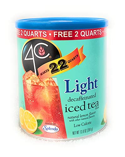 4C Light Powdered Drink Mix Cannisters, Light Decaffeinated Iced Tea, 22 Quarts, Family Sized Cannister, Low Calorie, Thirst Quenching Flavors (Light Decaf Iced Tea, 13.9 Ounce (Pack of 1))