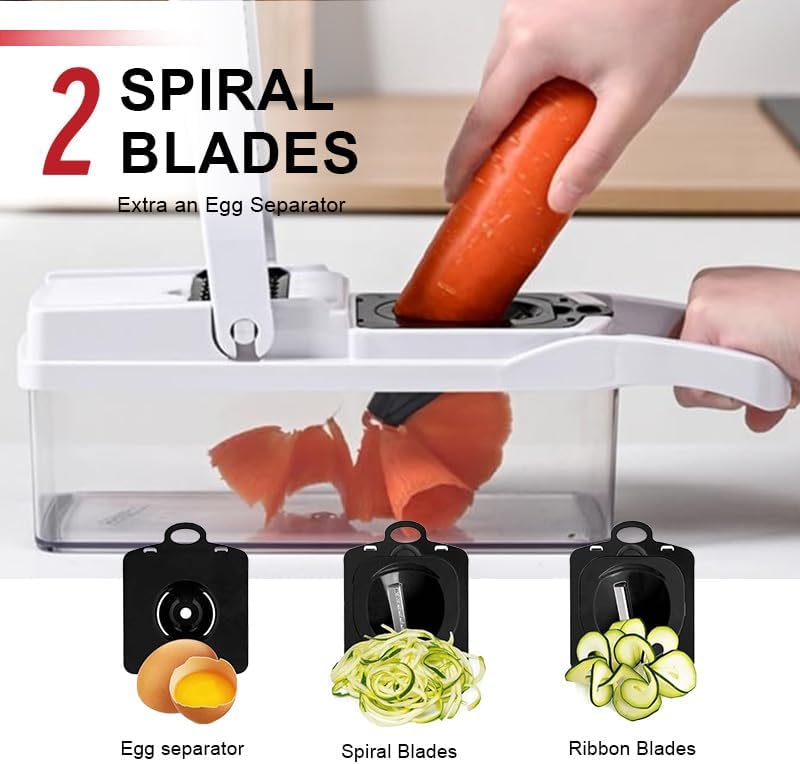 Vegetable Chopper 22-in-1 by [Brand Name] - 8 Blades, Onion Mincer & Egg Slicer with 1.3L Container