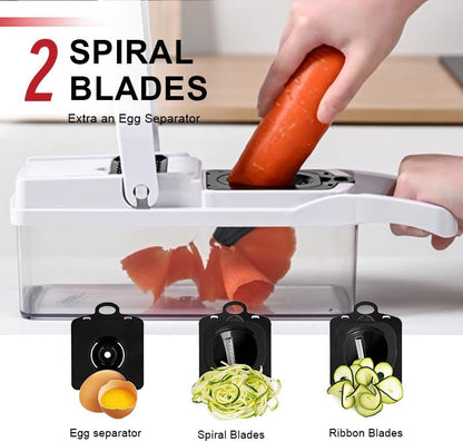 Vegetable Chopper 22-in-1 by [Brand Name] - 8 Blades, Onion Mincer & Egg Slicer with 1.3L Container