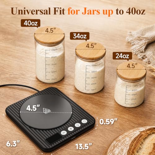 Black Sourdough Starter Warmer Mat with Precise Temp Control & 24H Timer