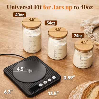 Black Sourdough Starter Warmer Mat with Precise Temp Control & 24H Timer