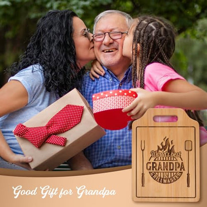 Grandpa Gifts Grill Master Engraved Bamboo Cutting Board - World's Best Grandpa - 12.3" x 8.7"