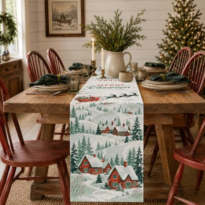 Snowy Village Santa Christmas Table Runner 13 x 90 Inch Holiday Decor - Variation of Snowy Village / 13''x90''