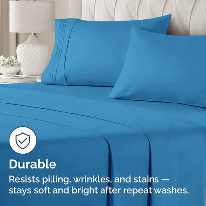 King Standard Pillow Cases Set of 2 - Soft Hotel Quality Pillowcase Covers - Comfy, Cozy & Fade Free - Wrinkle Resistant - Machine Washable Pillow Protectors - 2 Piece Set - King Standard Denim Blue