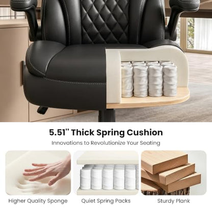 Ergonomic Executive Office Chair with Adjustable Headrest & Flip Armrests