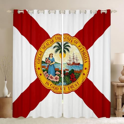 Florida State Flag Blackout Curtains 2 Panels 38x54 Inch - White & Red Variation