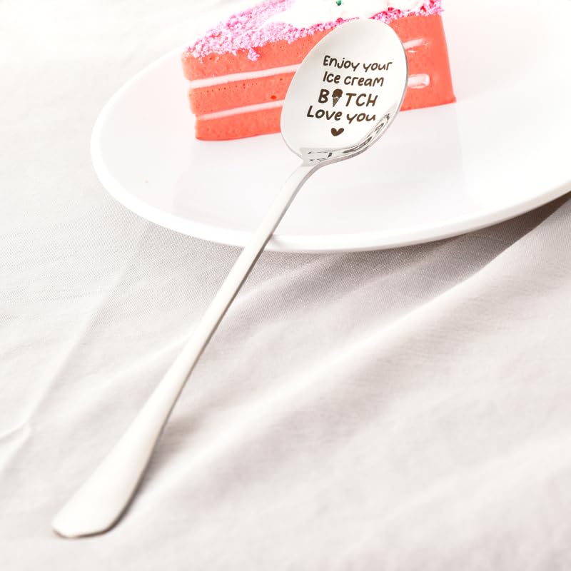 Personalized Ice Cream Spoon Gift for Best Friend & Sister - Fun Stainless Steel Utensil