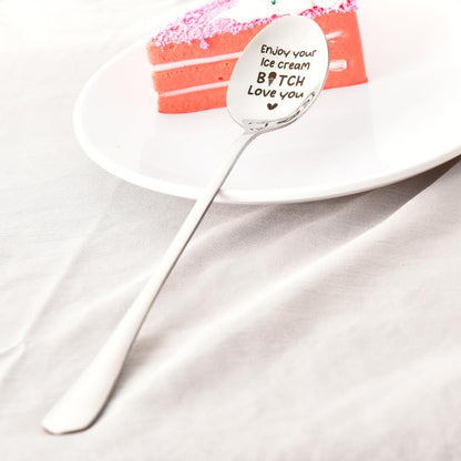 Personalized Ice Cream Spoon Gift for Best Friend & Sister - Fun Stainless Steel Utensil