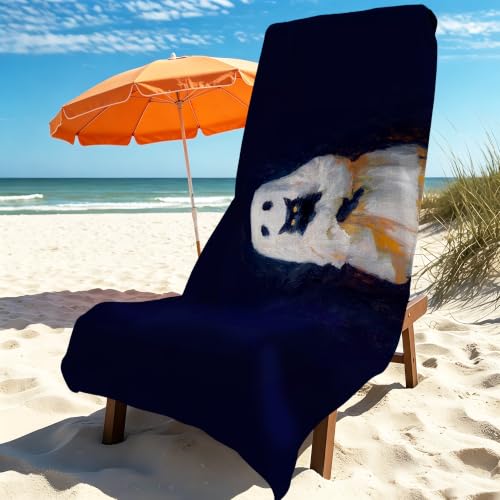 Halloween Gothic Ghost Black Cat Lightweight Beach Towel 30x60 in - Black