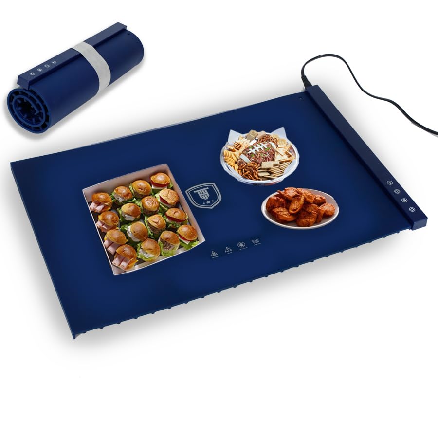 Tailgate Heroes Premium Electric Food Warming Mat - Extra Large Silicone Warming Mat for Food with Adjustable Heat & Timer, Sturdy Design, Fast Heating, Portable Roll Up Warming Mat
