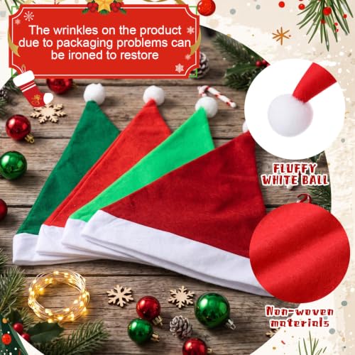 Multicolor Santa Hats Non Woven Christmas Holiday Party Hats - Pack of 100