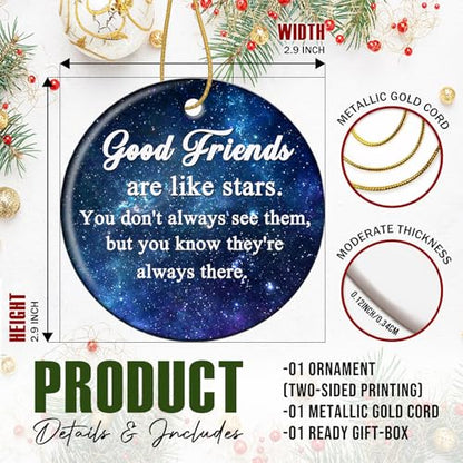 Friendship Christmas Ornaments - Bestie 3-Inch Holiday Tree Decorations - Waterproof Ceramic Gifts for Women Men - Friends Variation of Friends-1
