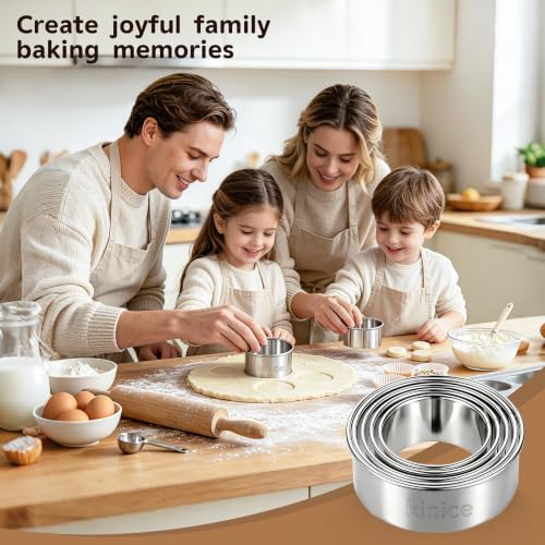 Stainless Steel 5-Piece Round Cookie Cutter Set - Baking & Biscuit Molds