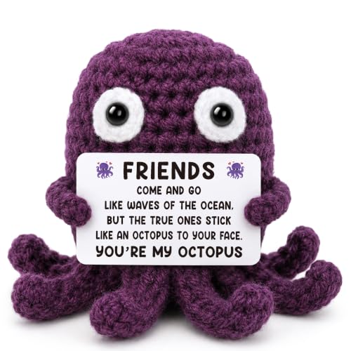 Friend Gift - Handmade Crochet Octopus for Best Friend, Sister, Coworker, or Work Bestie