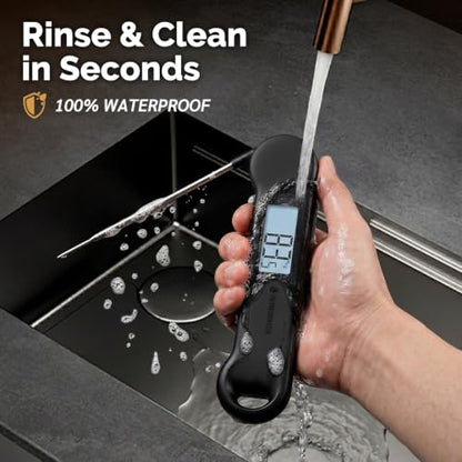 Instant Read Meat Thermometer Digital for Grill & Kitchen - Black