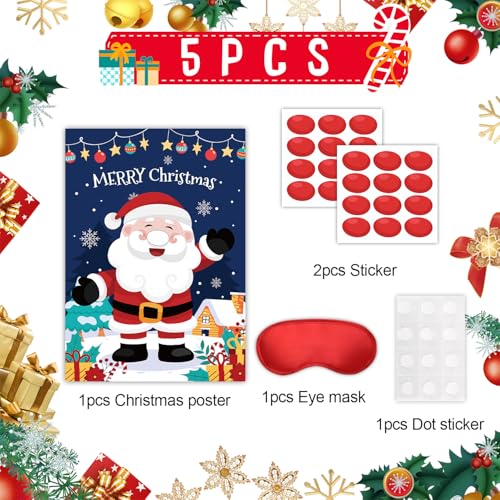 Christmas Pin the Nose on Santa Game Set with Poster and Blindfold