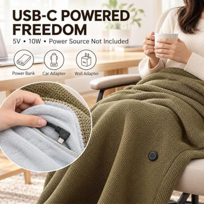 Rechargeable Heated Shawl Wrap for Women with 3 Heat Settings - Fast Heating & USB Powered (Variation A)