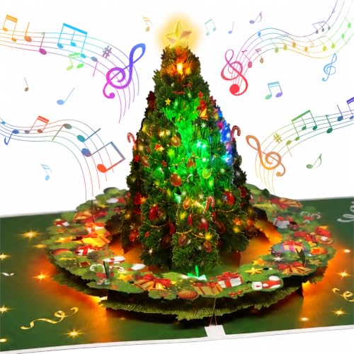 Musical Christmas Tree Pop Up Card with Lights & 32 Sec Music - Christmas Tree Variation