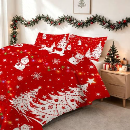 Festive Christmas Comforter King Size Red Snowflake Tree Quilts - Variation of THIS listing