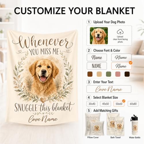 Brown Personalized Dog Face Blanket - Custom Pet Photo Throw