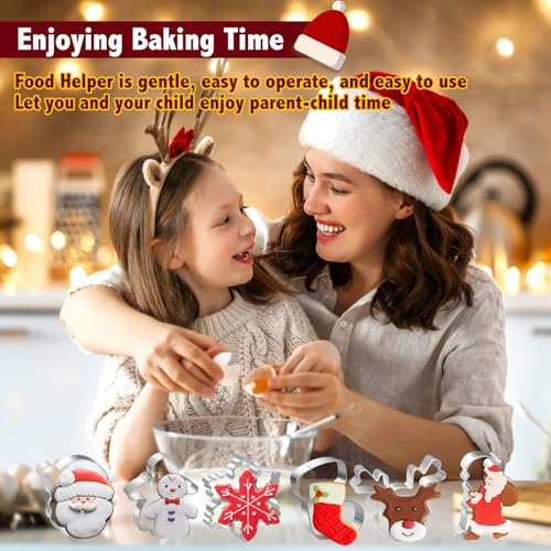 Christmas Cookie Cutters Set - 11 Stainless Steel Shapes Including Snowflake, Snowman, Bell & More | Holiday Baking Supplies