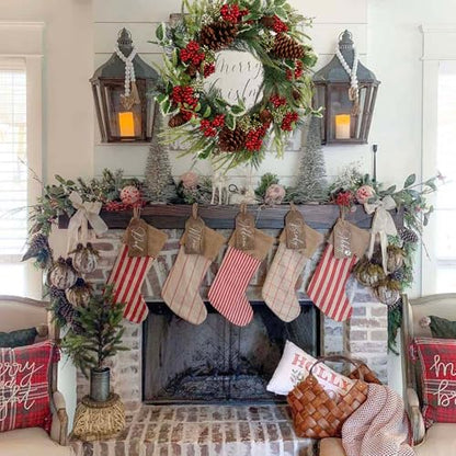 20 Inch Christmas Wreath with Holly Leaves - Artificial Door Holiday Decor