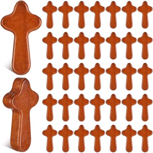 Mini Wooden Prayer Cross Set - Coffee Color, 200 Pieces Christian Gifts for Baptism & Communion