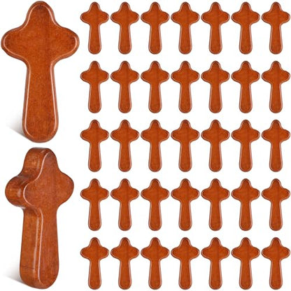 Mini Wooden Prayer Cross Set - Coffee Color, 200 Pieces Christian Gifts for Baptism & Communion